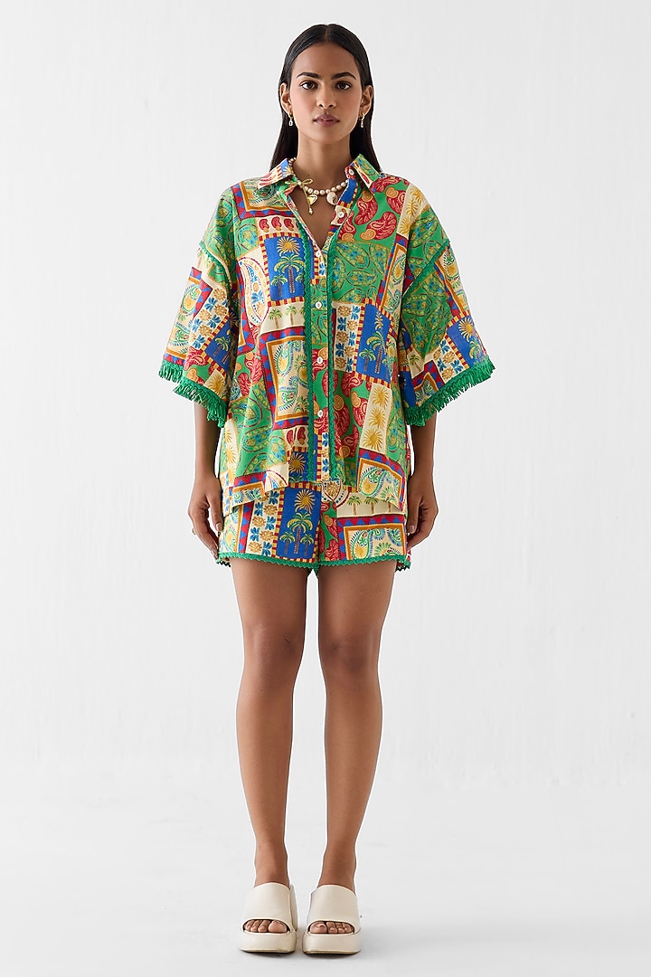 Multi-Colored Cotton Slub Patchwork Printed Co-Ord Set by Studio Rigu at Pernia's Pop Up Shop