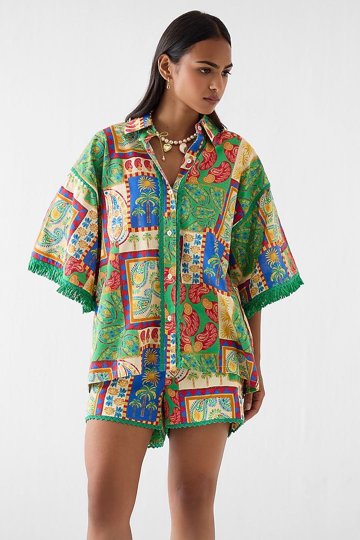 Multi-Colored Cotton Slub Patchwork Printed Co-Ord Set by Studio Rigu at Pernia's Pop Up Shop