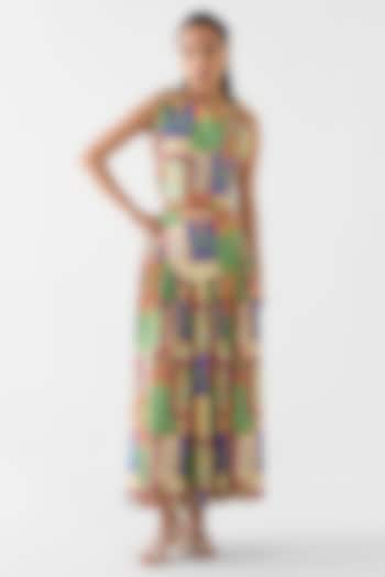 Multi-Colored Cotton Slub Patchwork Printed Skirt Set by Studio Rigu at Pernia's Pop Up Shop