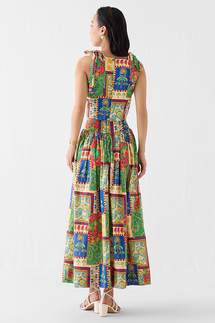 Multi-Colored Cotton Slub Patchwork Printed Skirt Set by Studio Rigu at Pernia's Pop Up Shop
