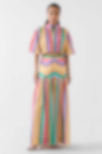 Multi-Colored Cotton Slub Leheriya Printed Skirt Set by Studio Rigu at Pernia's Pop Up Shop