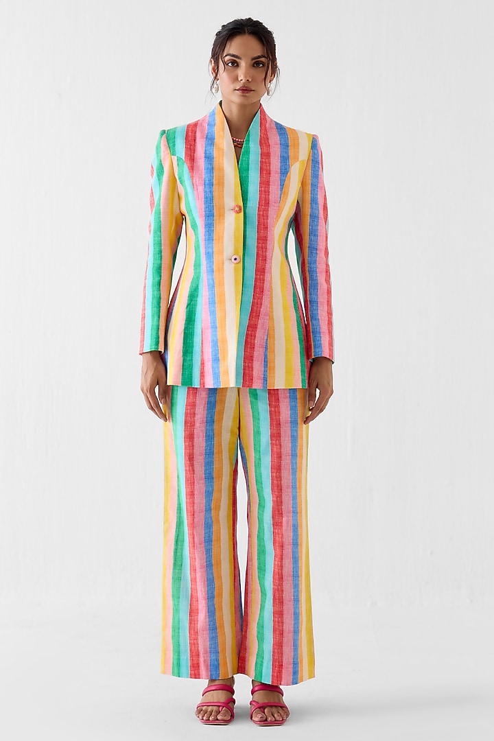 Multi-Colored Cotton Slub Leheriya Printed Co-Ord Set by Studio Rigu at Pernia's Pop Up Shop