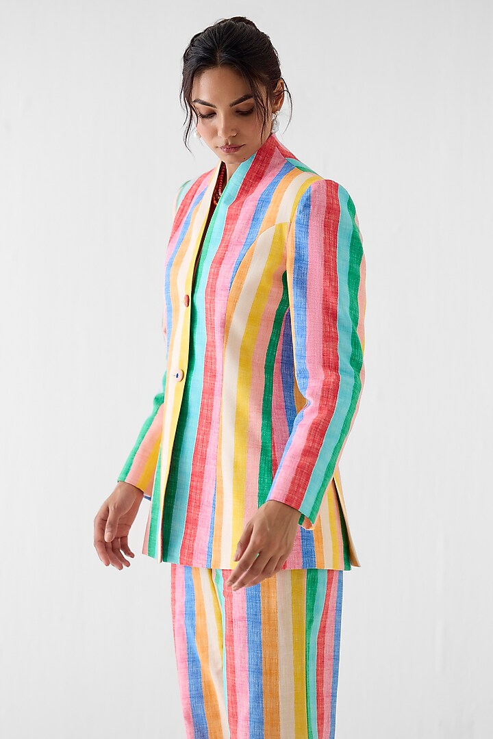 Multi-Colored Cotton Slub Leheriya Printed Co-Ord Set by Studio Rigu at Pernia's Pop Up Shop