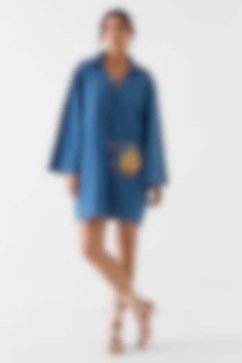 Denim Blue Cotton Denim Patchwork Mini Vacation Dress by Studio Rigu at Pernia's Pop Up Shop