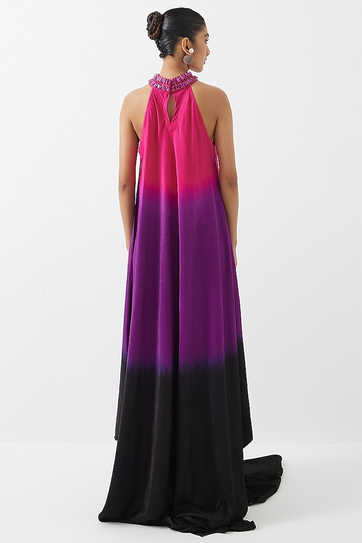 Multi-Colored Vegan Silk Handcrafted Ombre Summer Dress by Studio Rigu at Pernia's Pop Up Shop