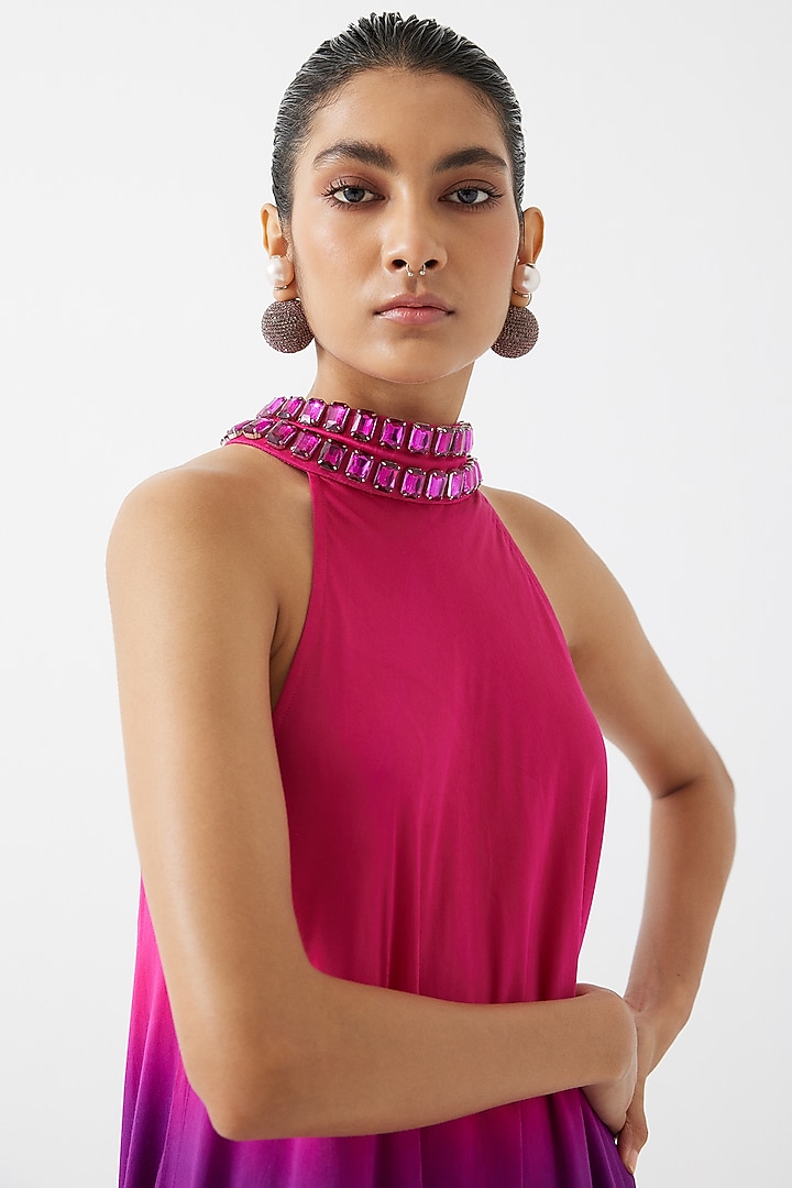 Multi-Colored Vegan Silk Handcrafted Ombre Summer Dress by Studio Rigu at Pernia's Pop Up Shop