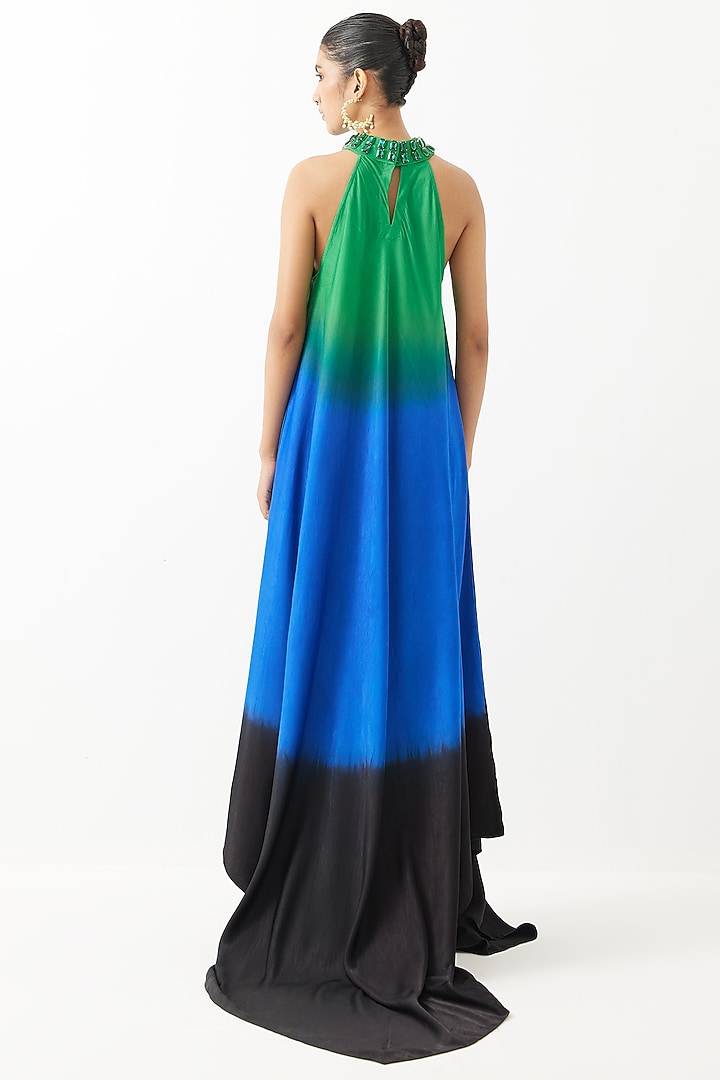 Multi-Colored Vegan Silk Handcrafted Ombre Summer Dress by Studio Rigu at Pernia's Pop Up Shop
