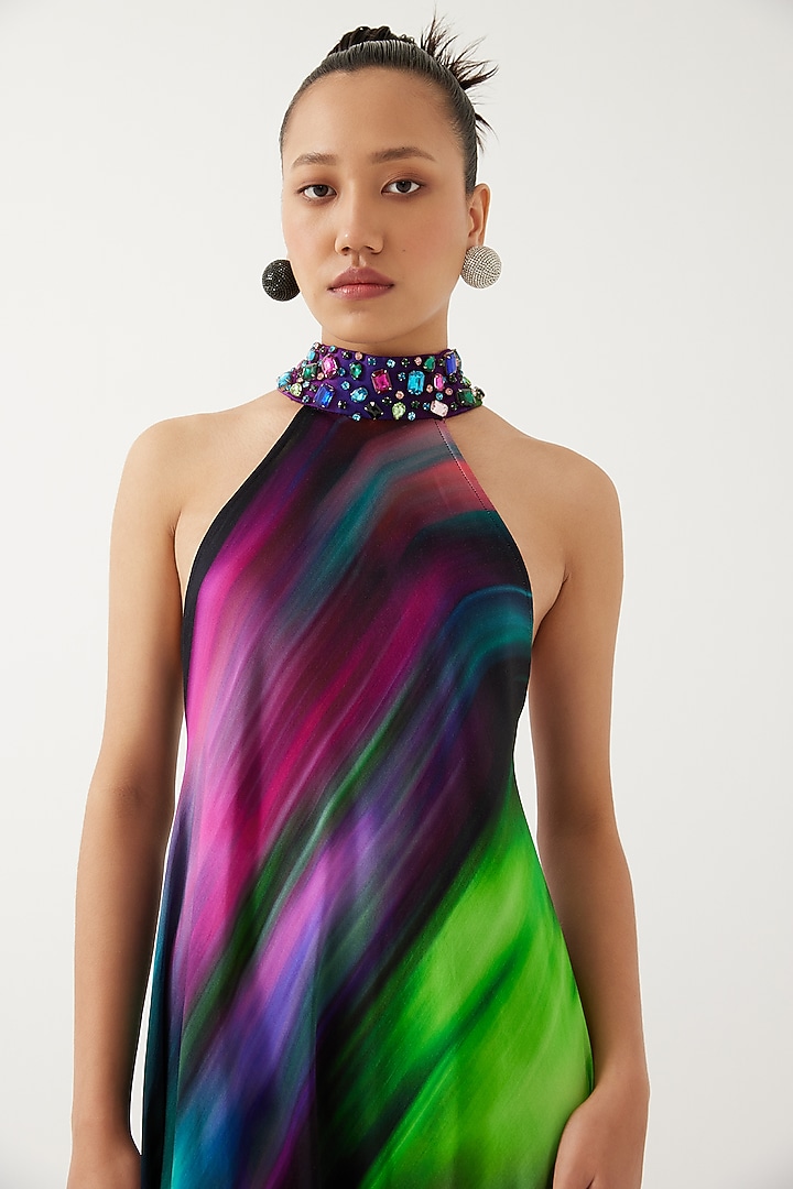 Black Vegan Silk Printed Summer Dress by Studio Rigu at Pernia's Pop Up Shop