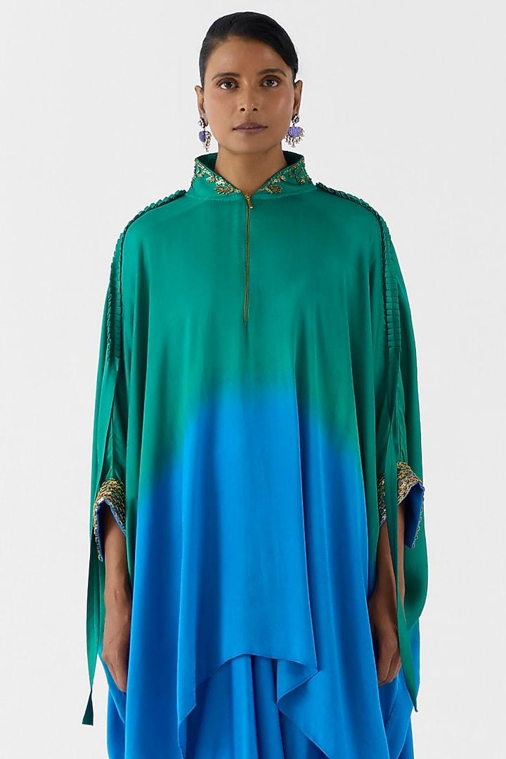 Blue & Green Viscose Rapier Co-Ord Set by Studio Rigu at Pernia's Pop Up Shop
