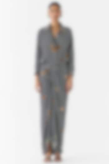 Black Vegan Silk Polka Dot Printed Kimono Summer Dress by Studio Rigu at Pernia's Pop Up Shop