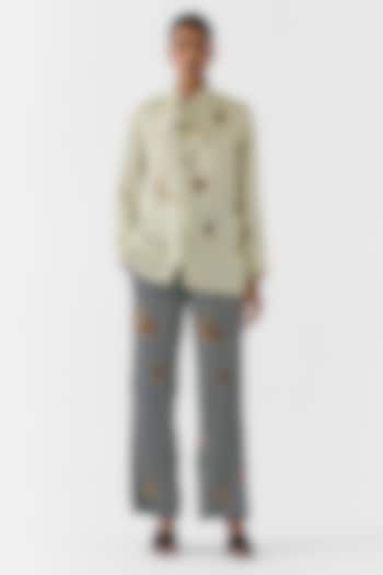 White Vegan Silk Polka Printed Co-Ord Set by Studio Rigu at Pernia's Pop Up Shop