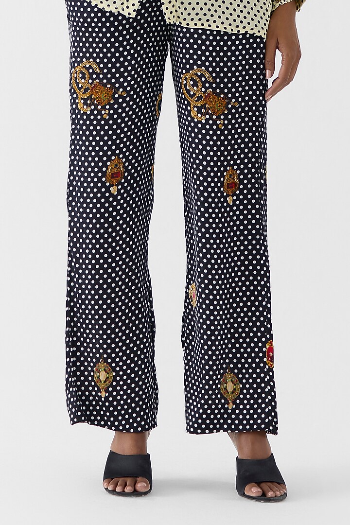 White Vegan Silk Polka Printed Co-Ord Set by Studio Rigu at Pernia's Pop Up Shop