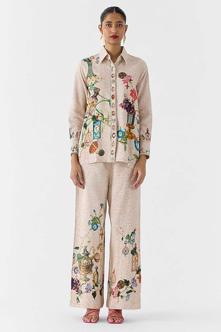 Multi-Colored Viscose Linen Slub Digital Printed Co-Ord Set by Studio Rigu at Pernia's Pop Up Shop