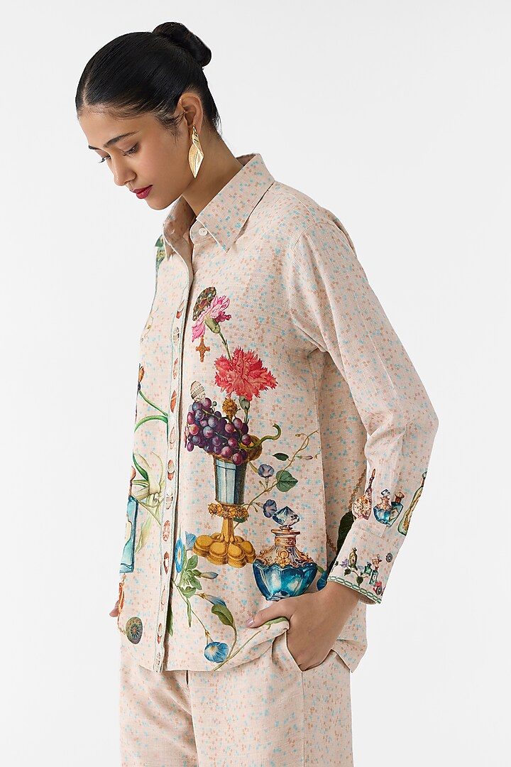 Multi-Colored Viscose Linen Slub Digital Printed Co-Ord Set by Studio Rigu at Pernia's Pop Up Shop