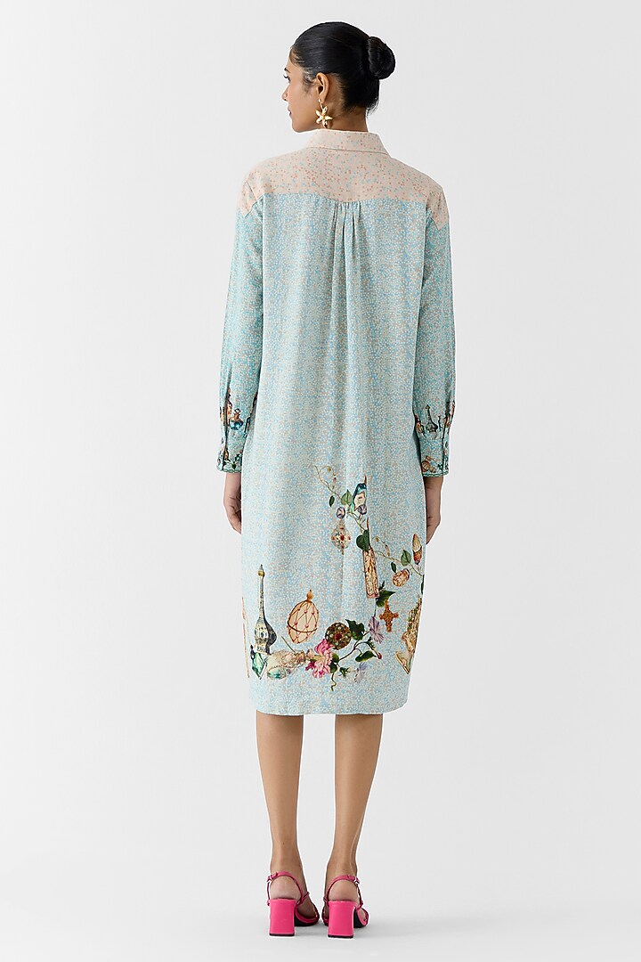 Multi-Colored Viscose Linen Slub Digital Printed Shirt Vacation Dress by Studio Rigu at Pernia's Pop Up Shop