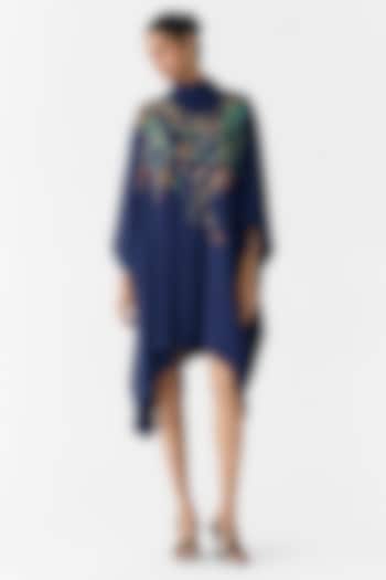 Navy Vegan Silk Digital Printed Kimono Summer Dress by Studio Rigu at Pernia's Pop Up Shop