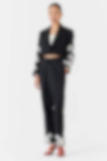 Black Suiting Embroidered Co-Ord Set by Studio Rigu at Pernia's Pop Up Shop