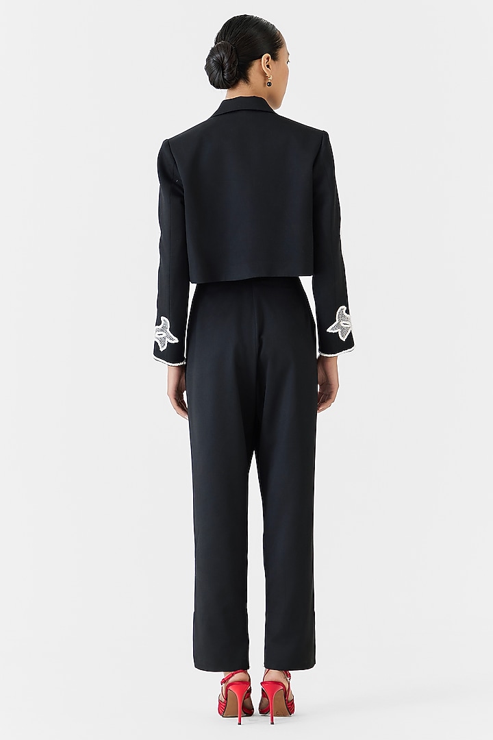 Black Suiting Embroidered Co-Ord Set by Studio Rigu at Pernia's Pop Up Shop