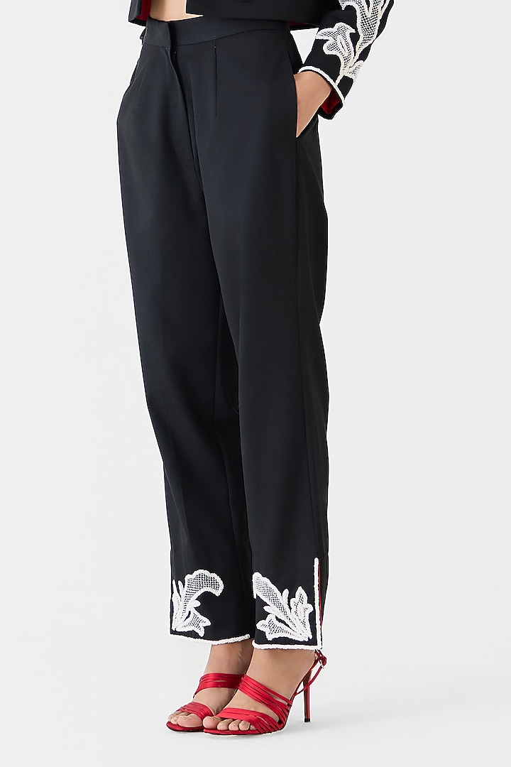 Black Suiting Embroidered Co-Ord Set by Studio Rigu at Pernia's Pop Up Shop