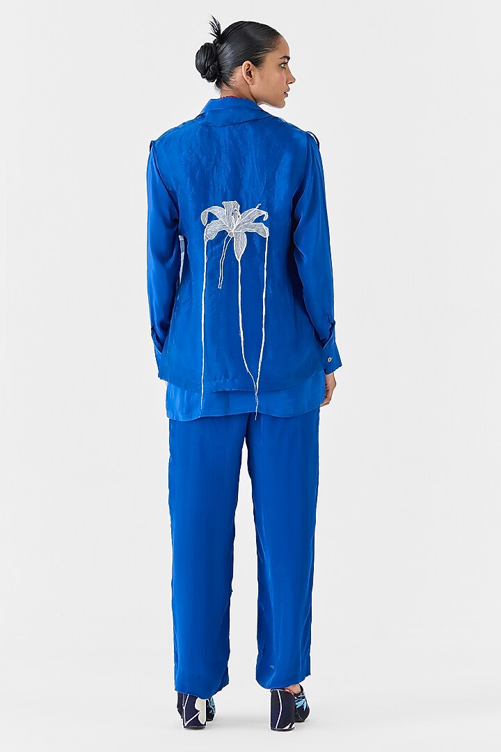 Royal Blue Crepe Hand-Dyed Co-Ord Set by Studio Rigu at Pernia's Pop Up Shop