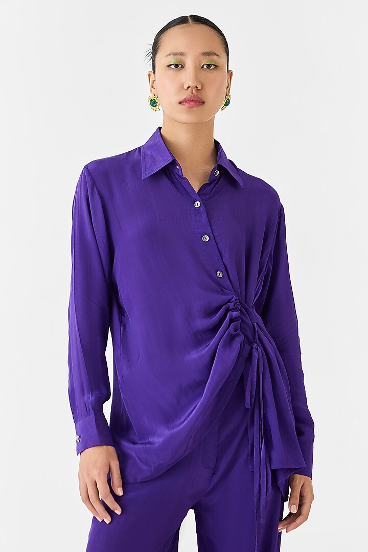 Violet Crepe Hand-Dyed Co-Ord Set by Studio Rigu at Pernia's Pop Up Shop