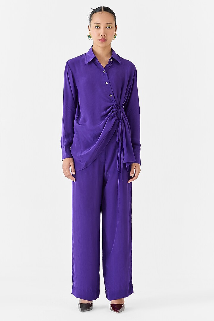 Violet Crepe Hand-Dyed Co-Ord Set by Studio Rigu at Pernia's Pop Up Shop
