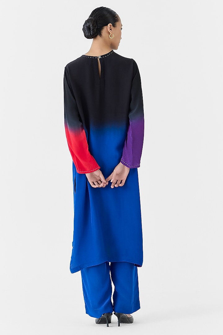 Multi-Colored Crepe Hand Embroidered Hand-Dyed Kurta Set by Studio Rigu at Pernia's Pop Up Shop