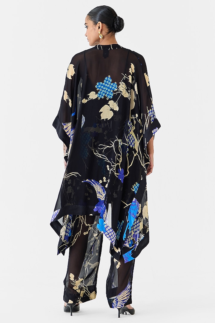 Black Organza Shibori Digital Printed Co-Ord Set by Studio Rigu at Pernia's Pop Up Shop
