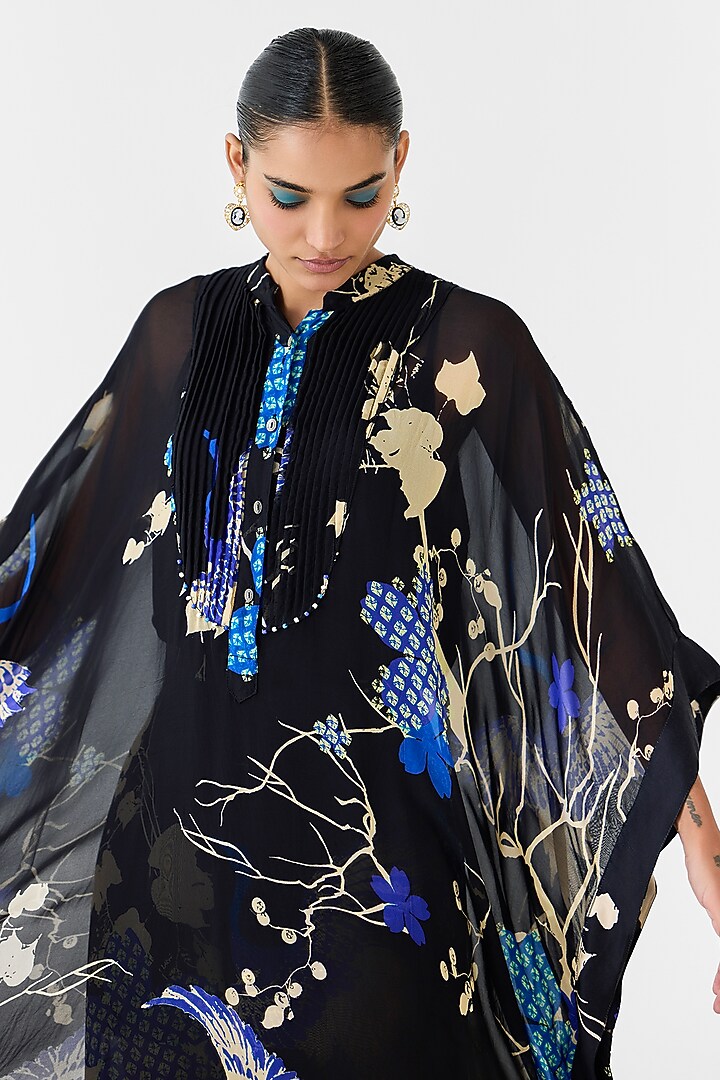 Black Organza Shibori Digital Printed Co-Ord Set by Studio Rigu at Pernia's Pop Up Shop