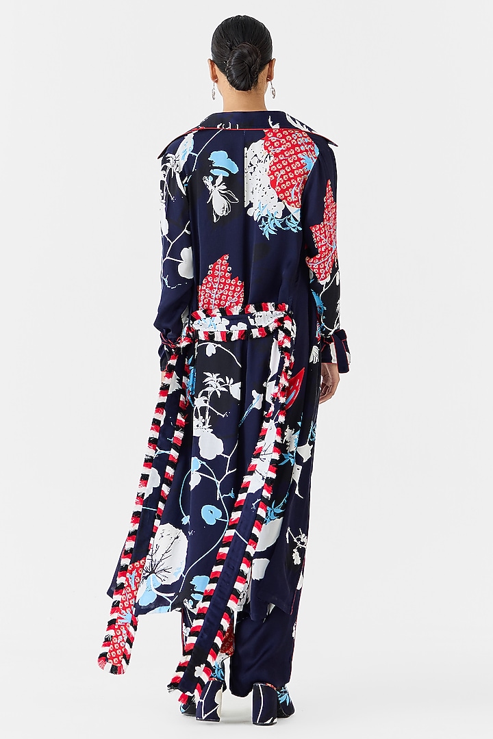 Royal Blue Vegan Silk Shibori Digital Printed Co-Ord Set by Studio Rigu at Pernia's Pop Up Shop