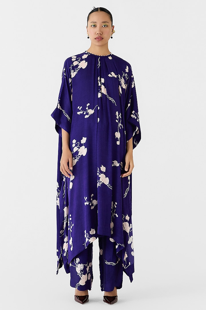 Violet Vegan Silk Shibori Digital Printed Co-Ord Set by Studio Rigu at Pernia's Pop Up Shop