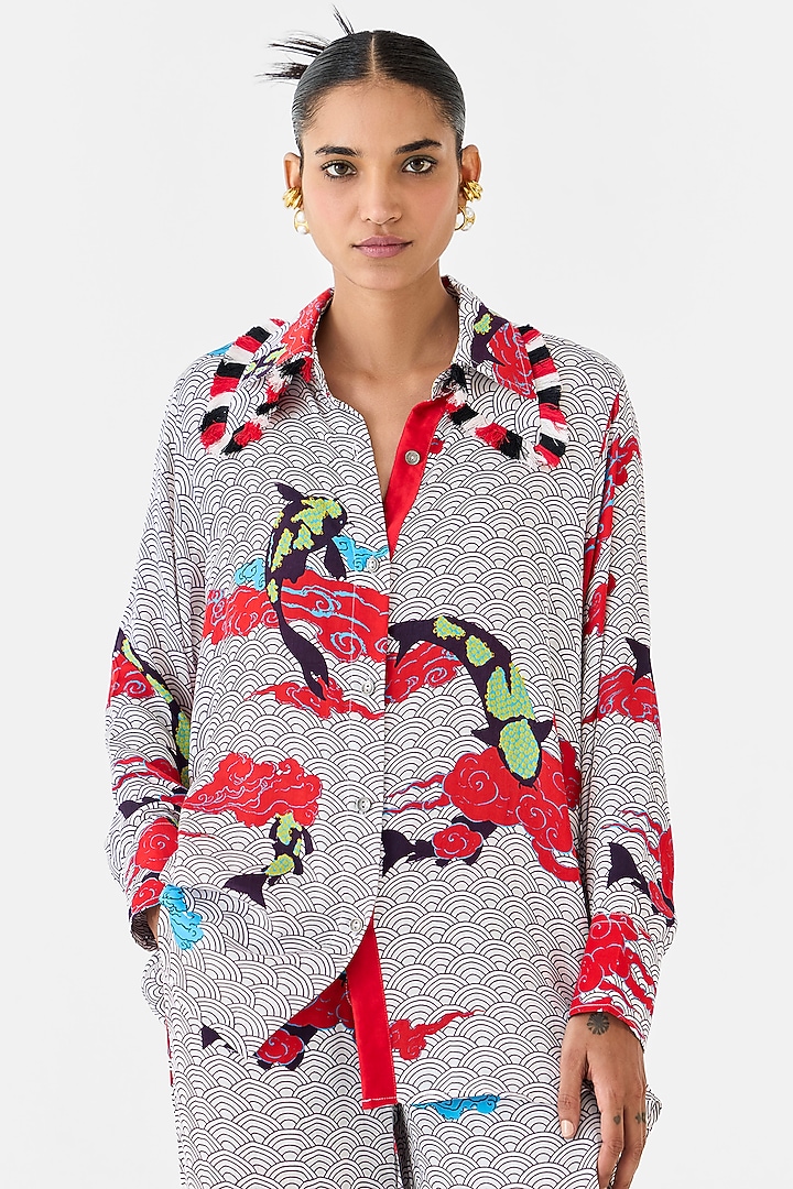 Multi-Colored Vegan Silk Digital Printed Co-Ord Set by Studio Rigu at Pernia's Pop Up Shop