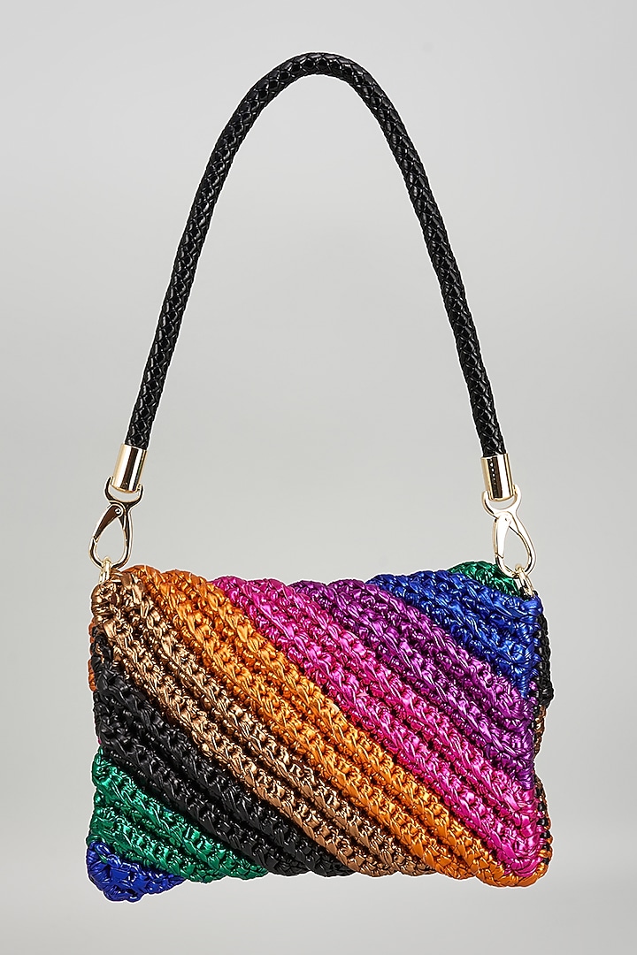 Multi-Color Vegan & Recycled Cotton Poly Metallic Yarn Handbag by Stushe at Pernia's Pop Up Shop