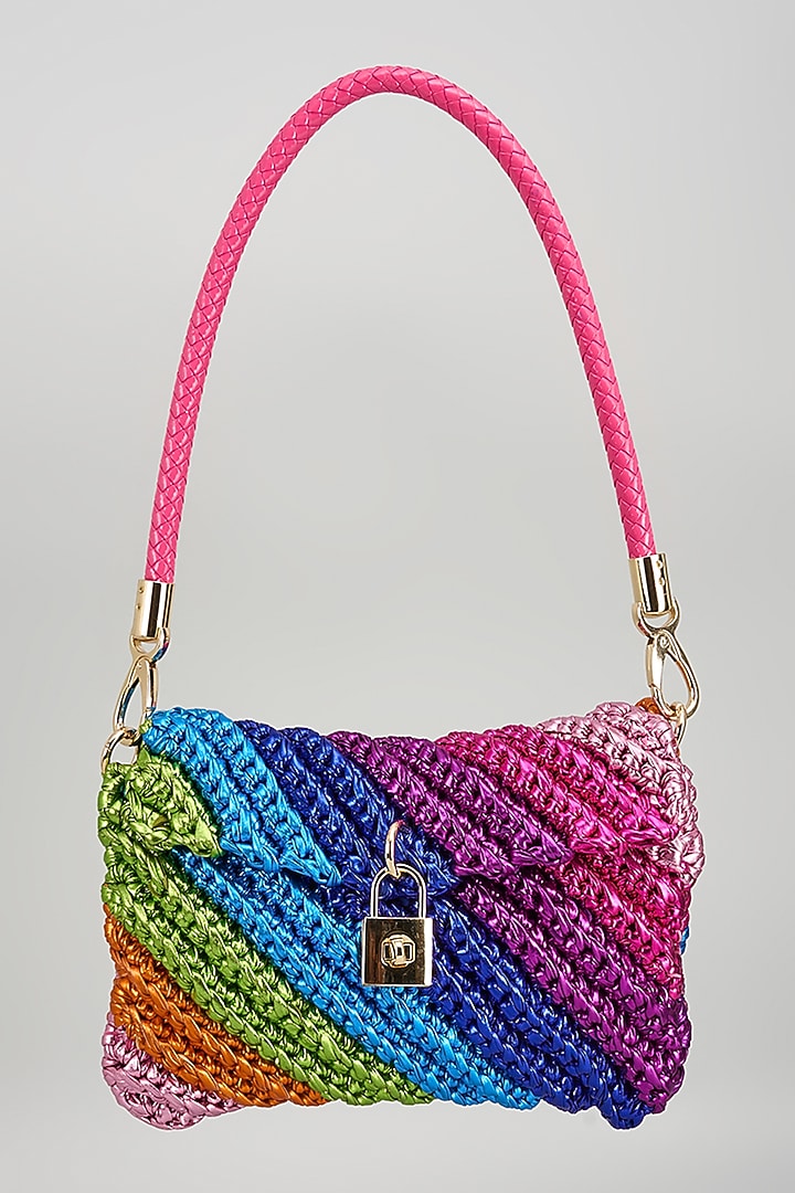 Multi-Color Vegan & Recycled Cotton Poly Metallic Yarn Handbag by Stushe at Pernia's Pop Up Shop
