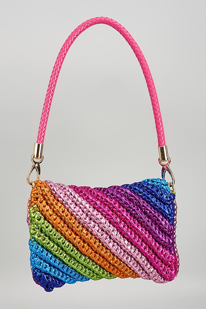 Multi-Color Vegan & Recycled Cotton Poly Metallic Yarn Handbag by Stushe at Pernia's Pop Up Shop