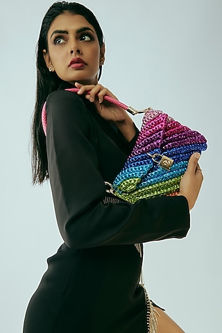 Multi-Color Vegan & Recycled Cotton Poly Metallic Yarn Handbag by Stushe