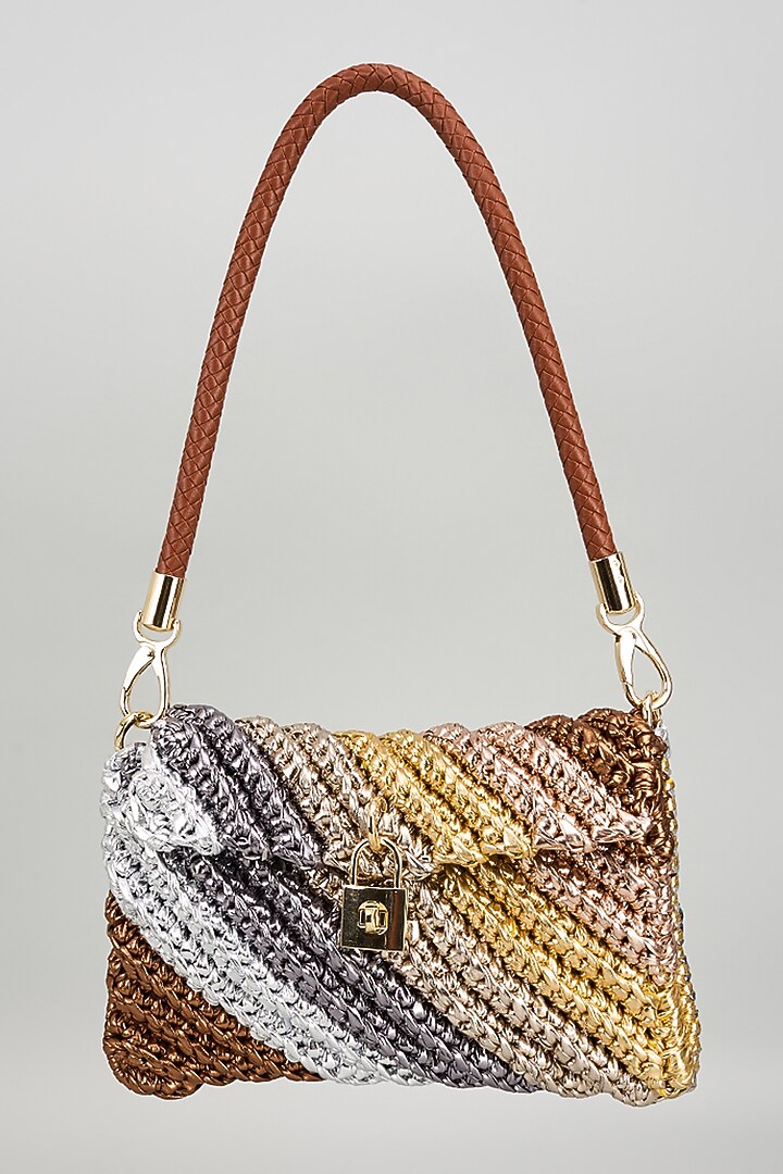 Multi-Color Vegan & Recycled Cotton Poly Metallic Yarn Handbag by Stushe at Pernia's Pop Up Shop