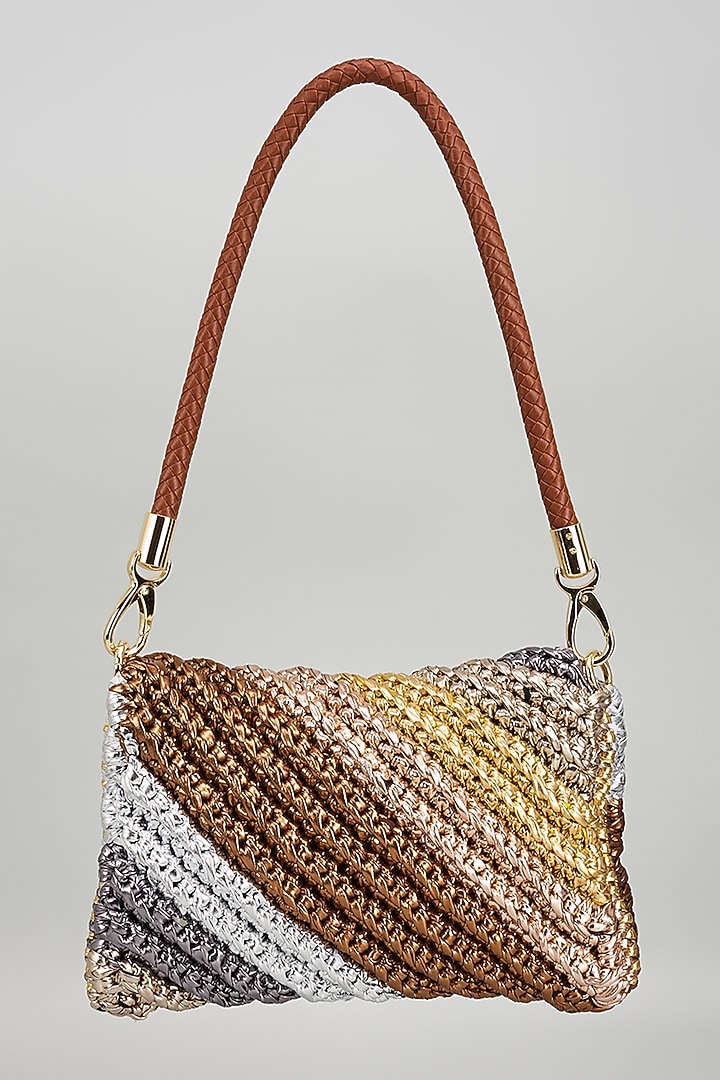 Multi-Color Vegan & Recycled Cotton Poly Metallic Yarn Handbag by Stushe at Pernia's Pop Up Shop