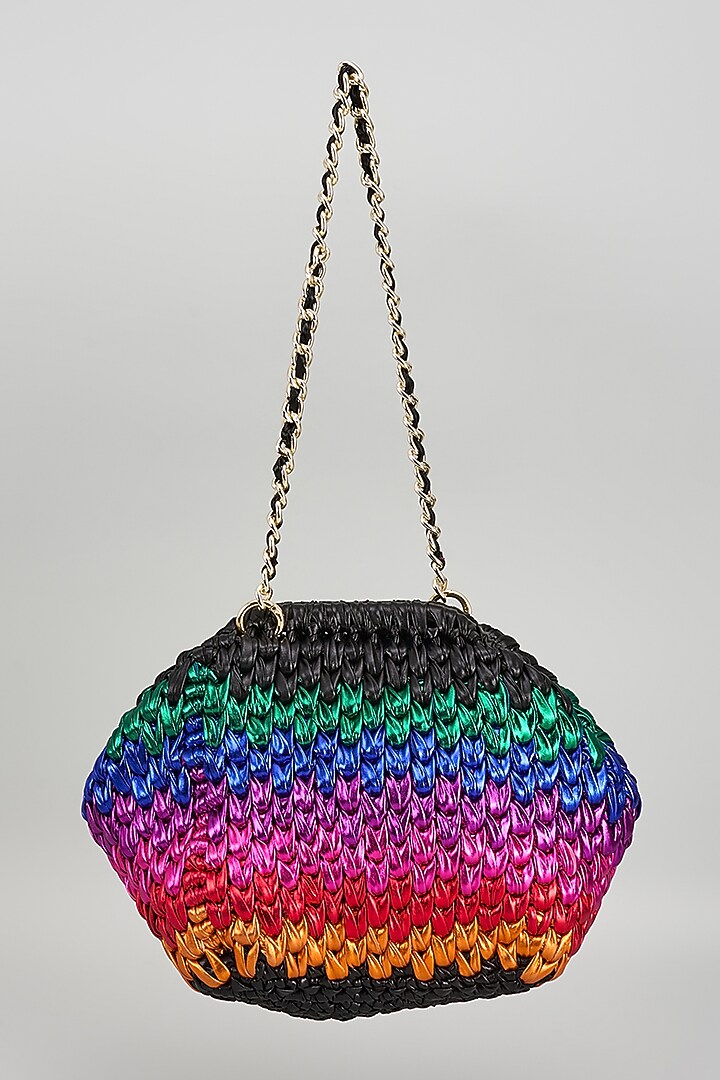 Multi-Color Vegan & Recycled Cotton Poly Metallic Yarn Handbag by Stushe at Pernia's Pop Up Shop