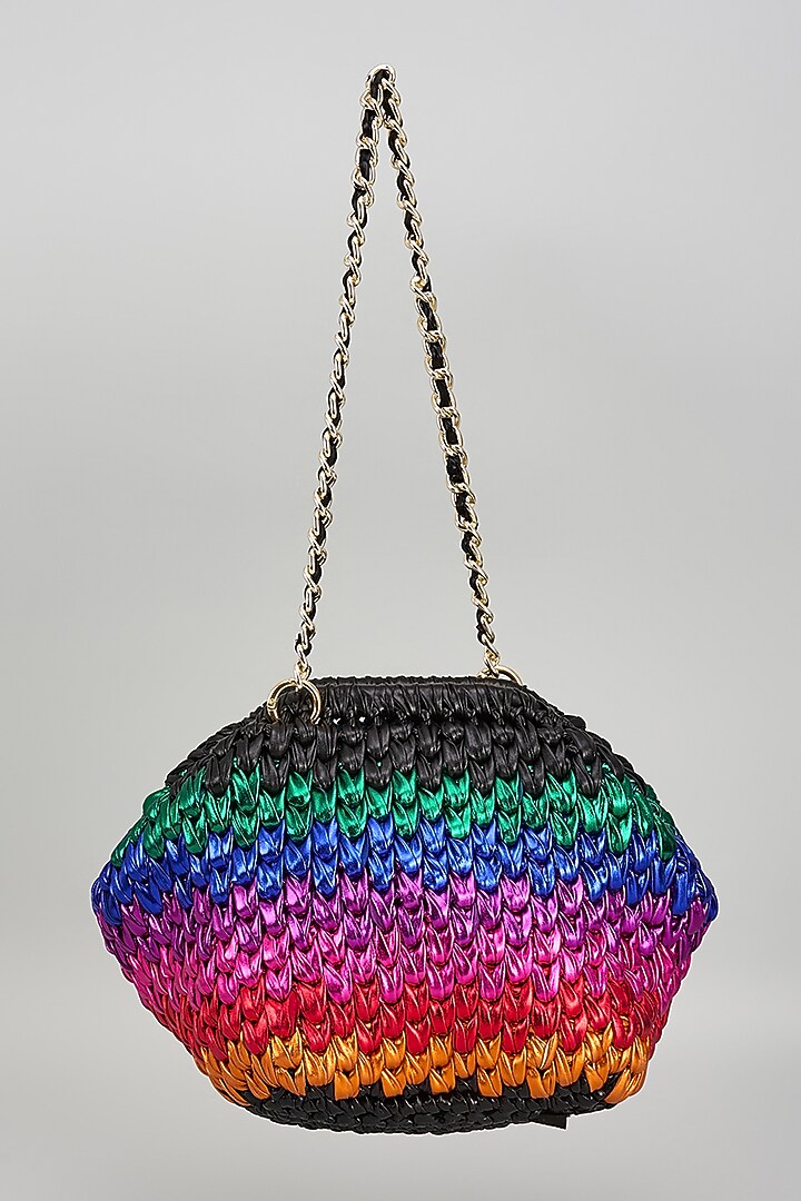 Multi-Color Vegan & Recycled Cotton Poly Metallic Yarn Handbag by Stushe at Pernia's Pop Up Shop