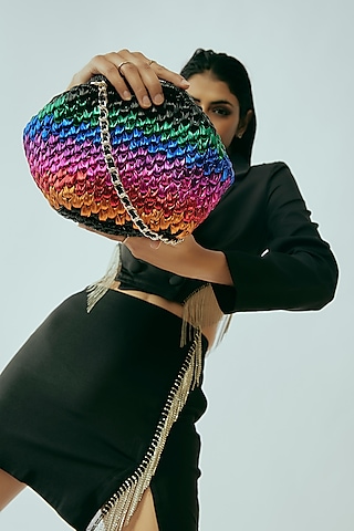 Multi-Color Vegan & Recycled Cotton Poly Metallic Yarn Handbag by Stushe