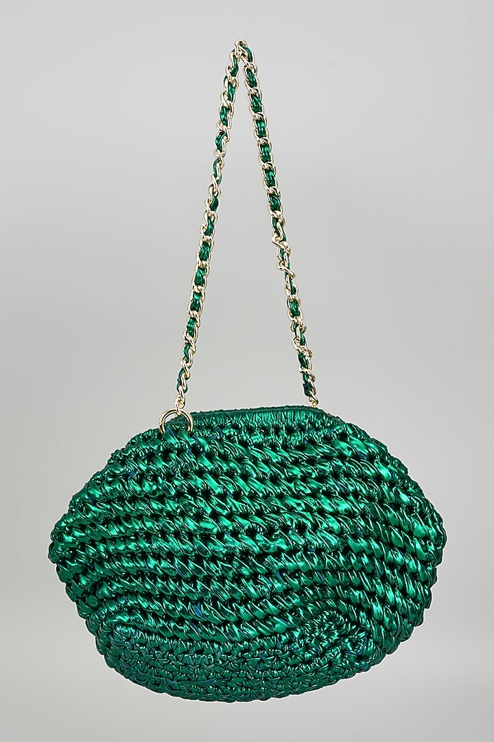 Emerald Vegan & Recycled Cotton Poly Metallic Yarn Handbag by Stushe at Pernia's Pop Up Shop