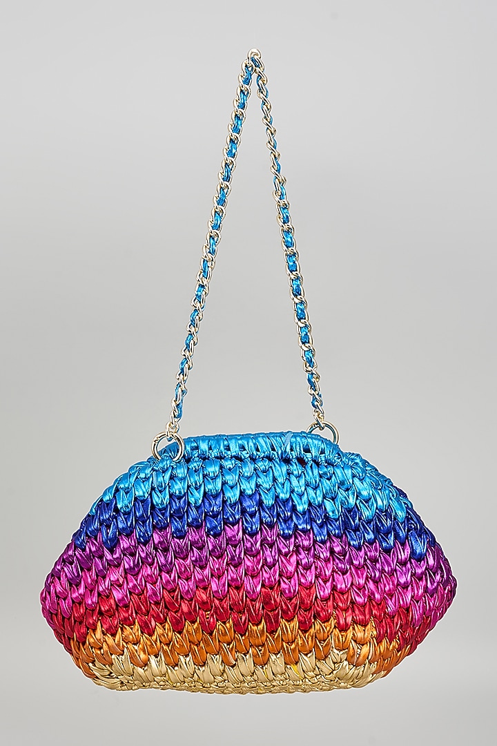 Multi-Color Vegan & Recycled Cotton Poly Metallic Yarn Handbag by Stushe at Pernia's Pop Up Shop