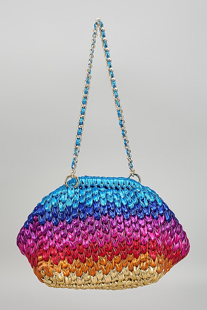 Multi-Color Vegan & Recycled Cotton Poly Metallic Yarn Handbag by Stushe at Pernia's Pop Up Shop