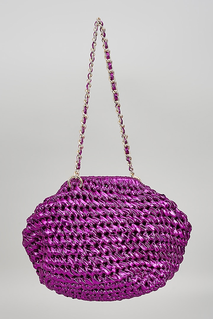 Purple Vegan & Recycled Cotton Poly Metallic Yarn Handbag by Stushe at Pernia's Pop Up Shop