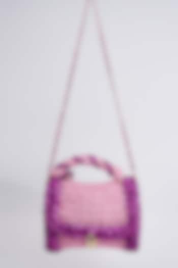 Lilac Vegan & Recycled Cotton Poly Metallic Yarn Hand Woven Sling Bag by Stushe