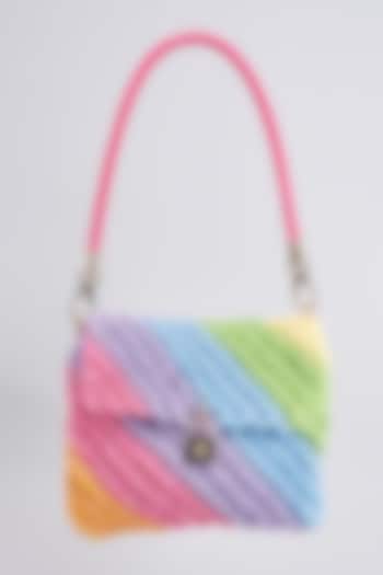 Multi-Colored Vegan & Recycled Cotton Poly Metallic Yarn Hand Woven Sling Bag by Stushe