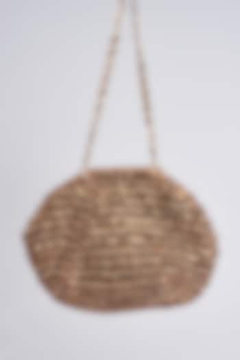Bronze Vegan & Recycled Cotton Poly Metallic Yarn Hand Woven Sling Bag by Stushe