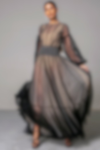 Black & Nude Layered Gown by Siddartha Tytler