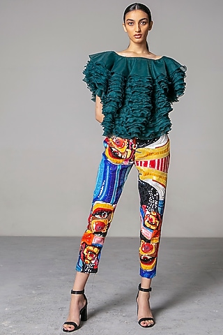 Multi Colored Printed Pants by Siddartha Tytler